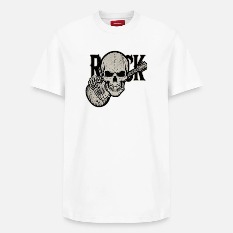 Crâne Guitare Rock Design - T-shirt unisexe décontracté en coton Supima – de SPREAD - blanc