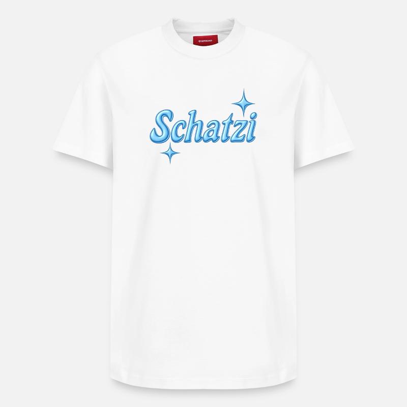 schatzi / Design Y2K / bleu - T-shirt unisexe décontracté en coton Supima – de SPREAD - blanc