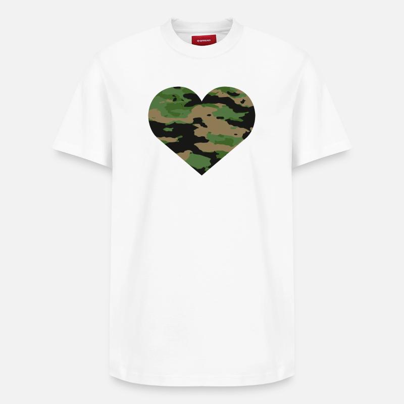 Conception de cœur camouflage - T-shirt unisexe décontracté en coton Supima – de SPREAD - blanc