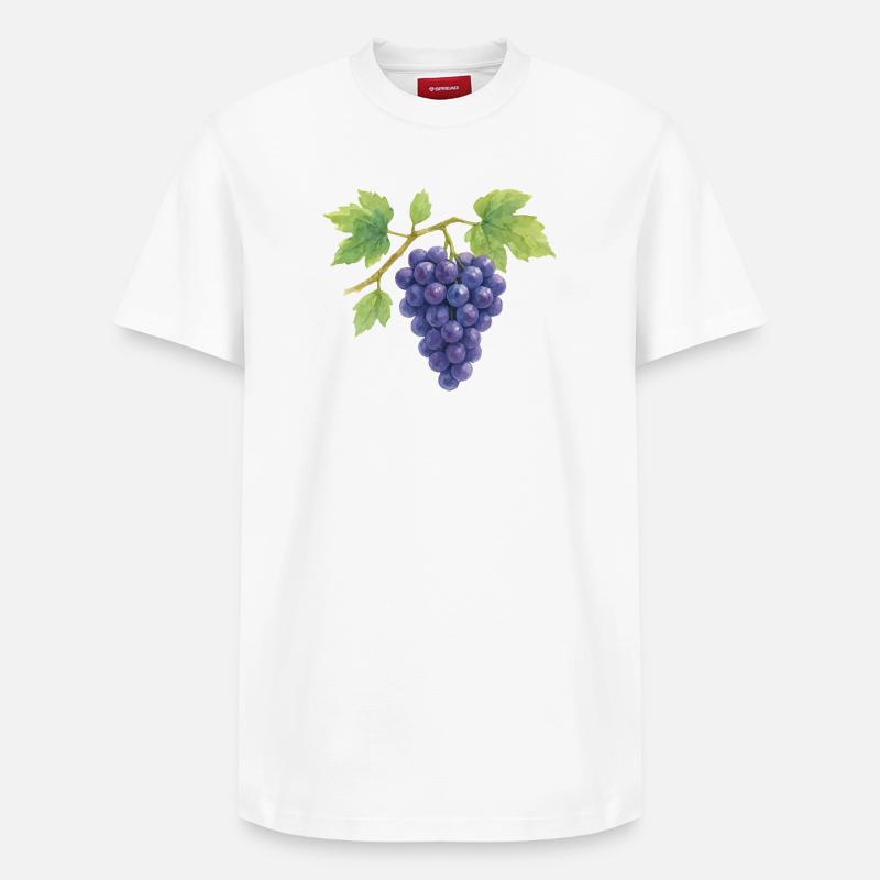 Illustration aquarelle de raisins - T-shirt unisexe décontracté en coton Supima – de SPREAD - blanc