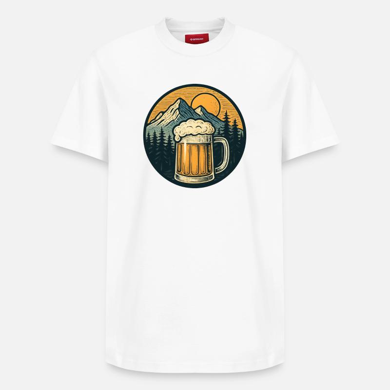 Chope de bière de forêt de montagne coucher de soleil - T-shirt unisexe décontracté en coton Supima – de SPREAD - blanc