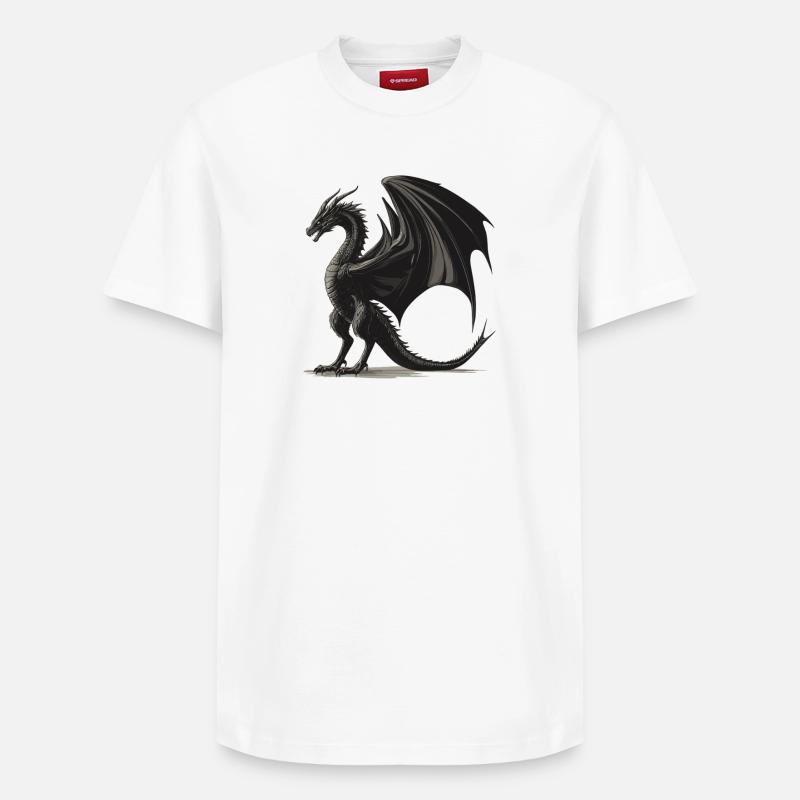 Drachen Drache - Relaxed Unisex Supima Cotton T-Shirt – von SPREAD - Weiß