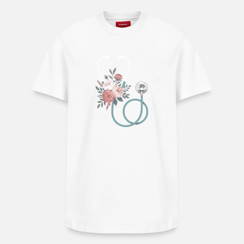 Stéthoscope floral - T-shirt unisexe décontracté en coton Supima – de SPREAD - blanc