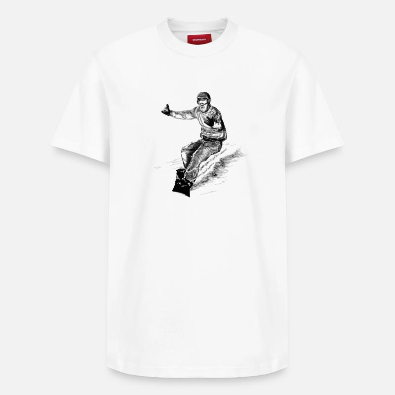 Planche à neige - T-shirt unisexe décontracté en coton Supima – de SPREAD - blanc