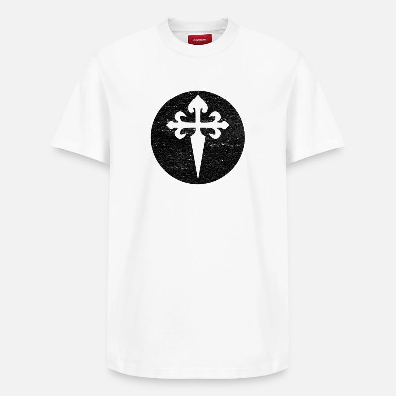 Croix de Saint-Jacques cercle noir illustration - T-shirt unisexe décontracté en coton Supima – de SPREAD - blanc