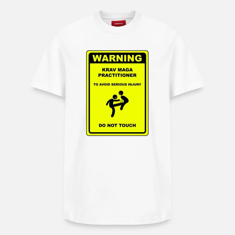Warning! Krav Maga practitioner! - Relaxed Unisex Supima Cotton T-Shirt – by SPREAD - white