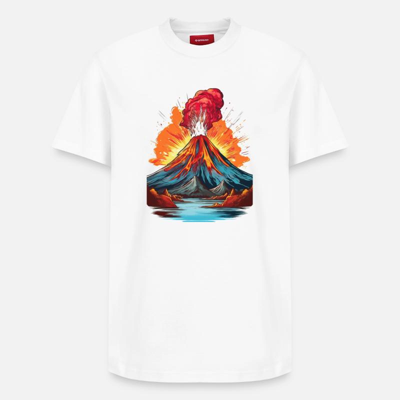 Éruption volcanique avec coulée de lave - T-shirt unisexe décontracté en coton Supima – de SPREAD - blanc