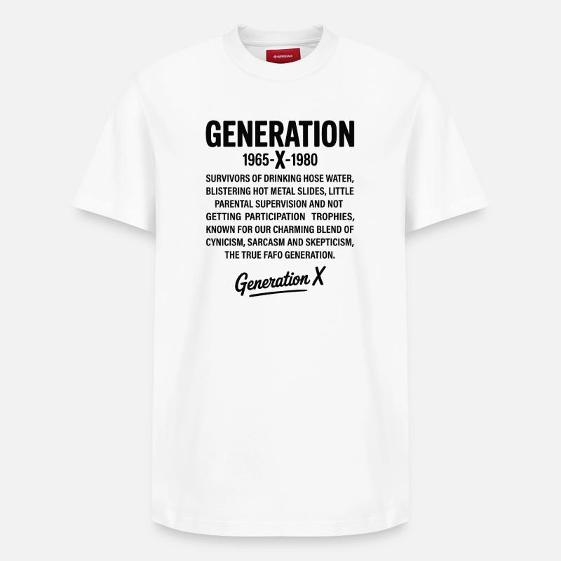 Retro-Textdesign der Generation X - Relaxed Unisex Supima Cotton T-Shirt – von SPREAD - Weiß