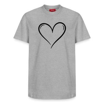 Herz Symbol Illustration - Relaxed Unisex Supima Cotton T-Shirt – von SPREAD - Weiß - Vorne - AI Model Female 172 dark (172cm) & AI Model Male 185 dark (185cm)