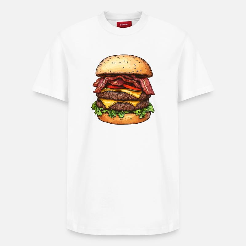 Cheeseburger double bacon :) - T-shirt unisexe décontracté en coton Supima – de SPREAD - blanc