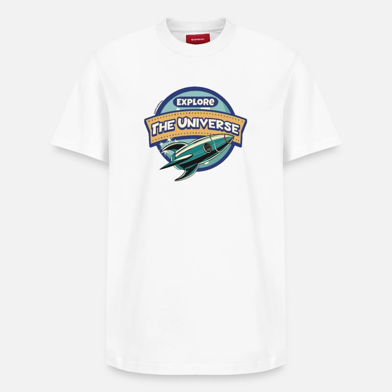 Space Explorer - Explorez l’Univers - T-shirt unisexe décontracté en coton Supima – de SPREAD - blanc