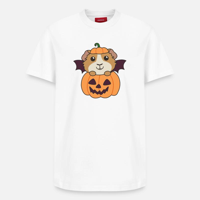 Cochon d'Inde Joyeux Halloween Citrouille Chauve-souris - T-shirt unisexe décontracté en coton Supima – de SPREAD - blanc