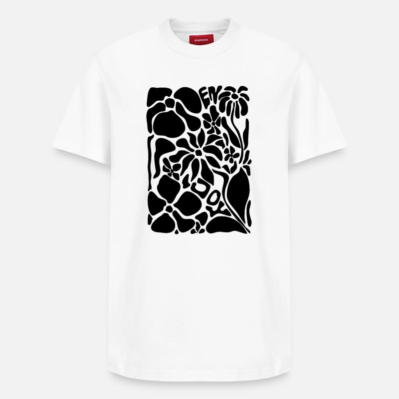 Fleurs abstraites - Profitez-en - T-shirt unisexe décontracté en coton Supima – de SPREAD - blanc