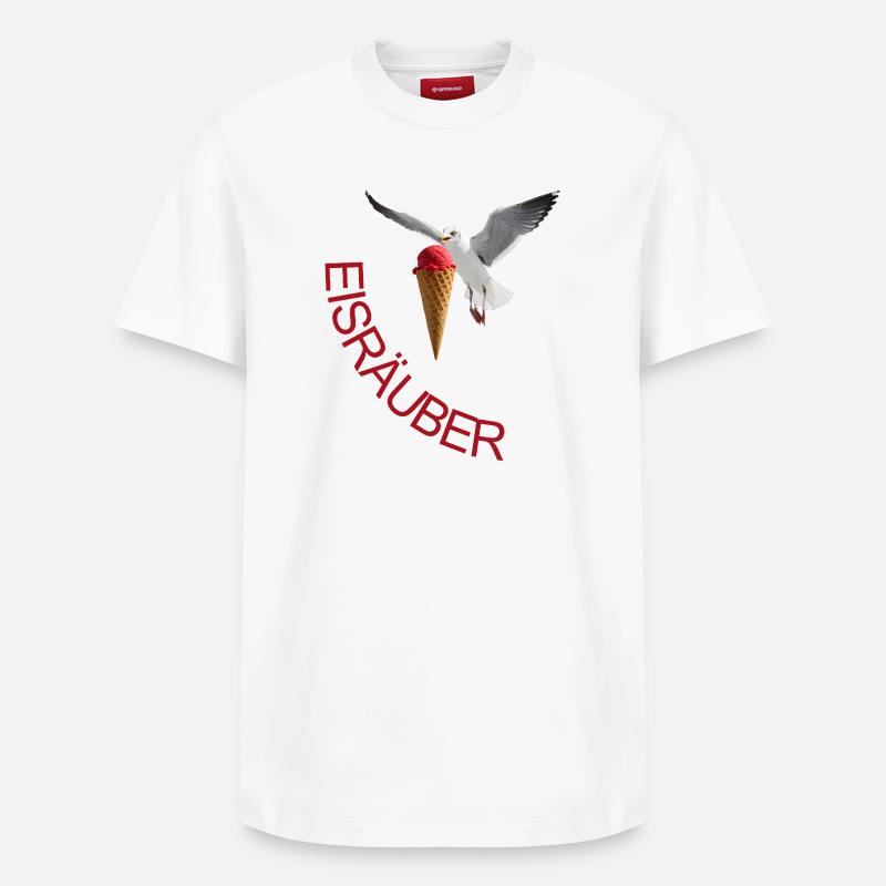 Möwe mit Eiscreme Eisräuber - Relaxed Unisex Supima Cotton T-Shirt – by SPREAD - white