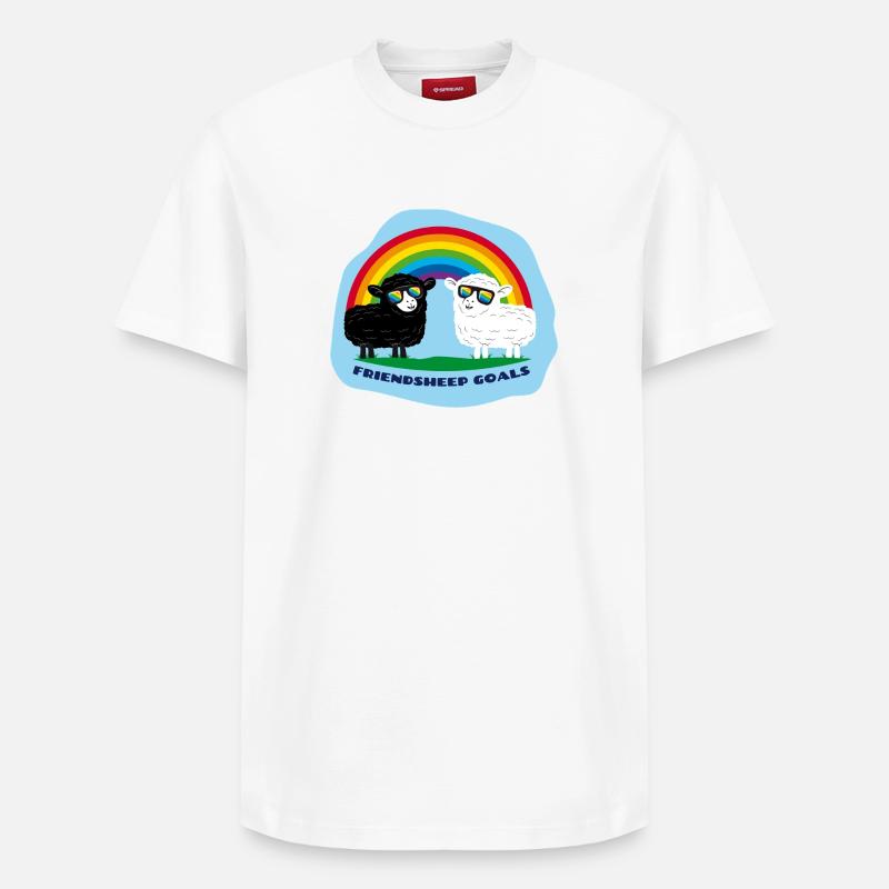 Amitié mouton avec arc-en-ciel - T-shirt unisexe décontracté en coton Supima – de SPREAD - blanc