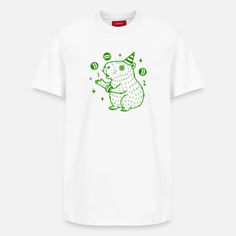 Party Capybara – Jongler avec plaisir - T-shirt unisexe décontracté en coton Supima – de SPREAD - blanc