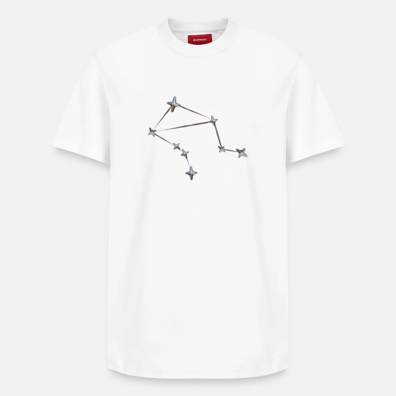 Libra Sternbild – Metallic Zodiac - Relaxed Unisex Supima Cotton T-Shirt – von SPREAD - Weiß