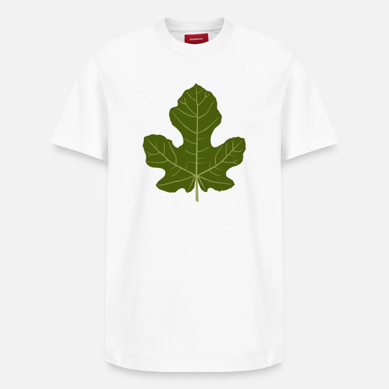 Figuier Vert Feuille Nature Design - T-shirt unisexe décontracté en coton Supima – de SPREAD - blanc