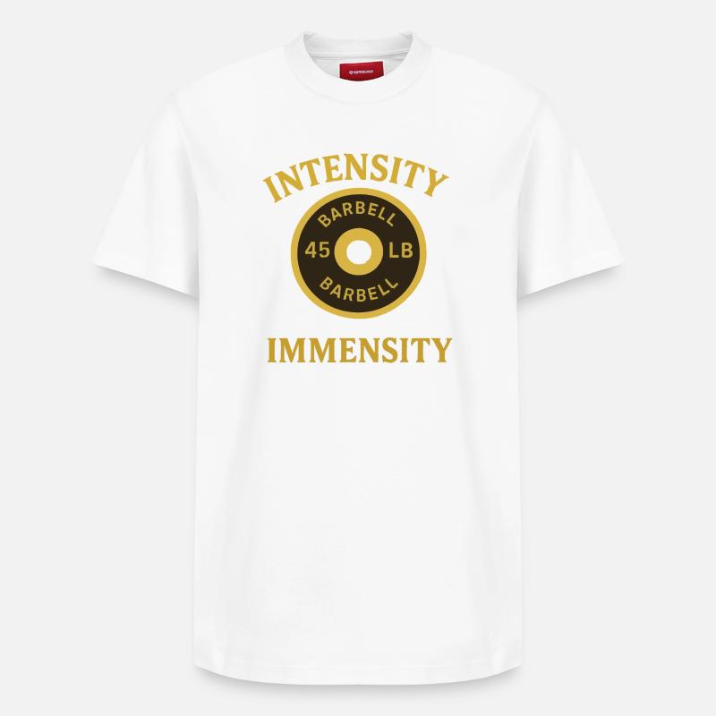 Conception intensive de poids d’haltères - T-shirt unisexe décontracté en coton Supima – de SPREAD - blanc