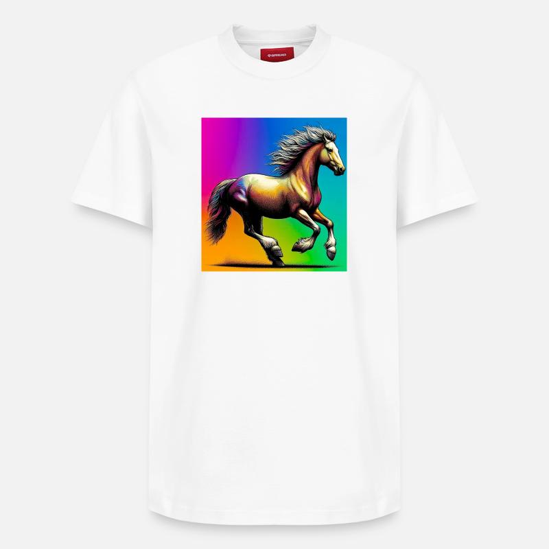 Pferd - Relaxed Unisex Supima Cotton T-Shirt – von SPREAD - Weiß