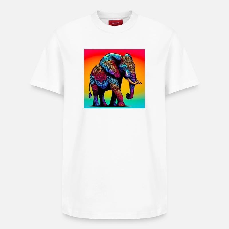 éléphant - T-shirt unisexe décontracté en coton Supima – de SPREAD - blanc