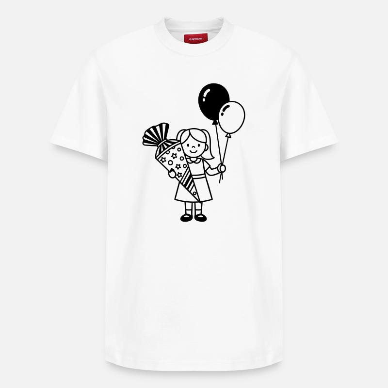 Einschulung Mädchen mit Schultüte - Relaxed Unisex Supima Cotton T-Shirt – von SPREAD - Weiß