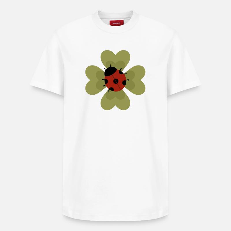 Marienkäfer Blumen Patch Design - Relaxed Unisex Supima Cotton T-Shirt – von SPREAD - Weiß