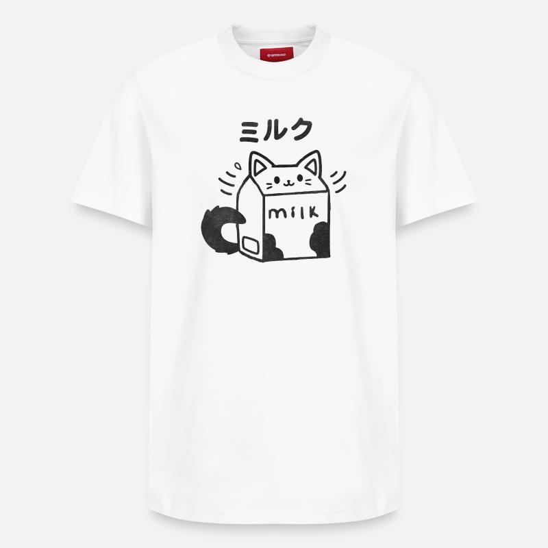 Chaton de lait kawaii - T-shirt unisexe décontracté en coton Supima – de SPREAD - blanc