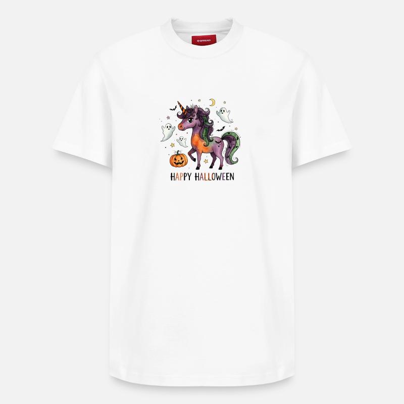 Licorne d’Halloween - T-shirt unisexe décontracté en coton Supima – de SPREAD - blanc