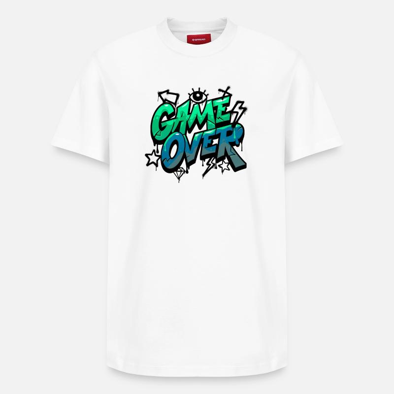 Game Over Neon Graffiti Design - Relaxed Unisex Supima Cotton T-Shirt – von SPREAD - Weiß