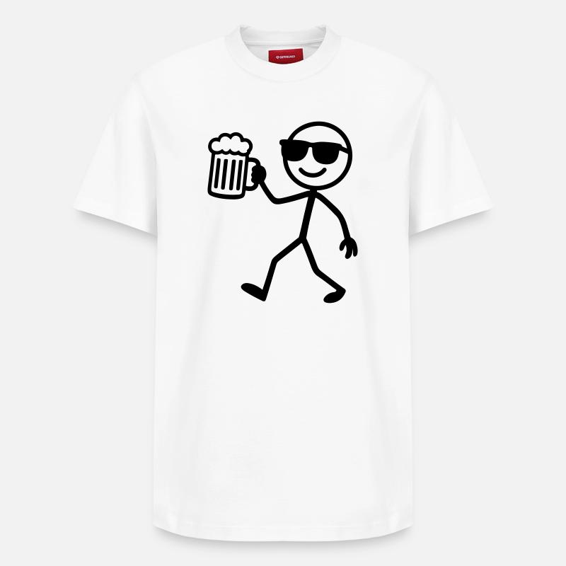 strichmännchen bier - Relaxed Unisex Supima Cotton T-Shirt – von SPREAD - Weiß