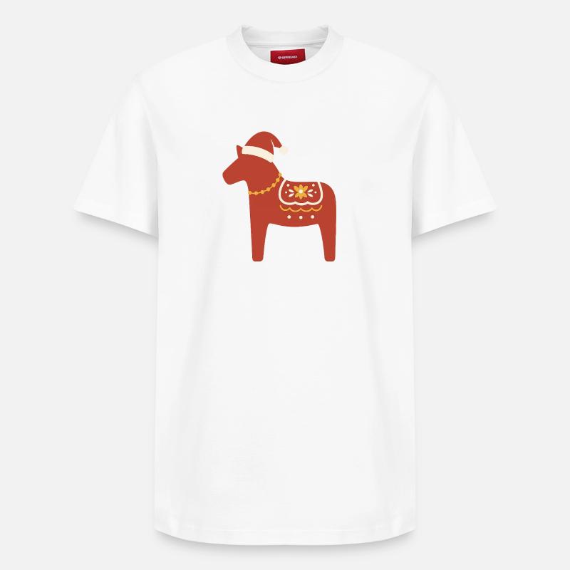 Dala Cheval Noël - T-shirt unisexe décontracté en coton Supima – de SPREAD - blanc