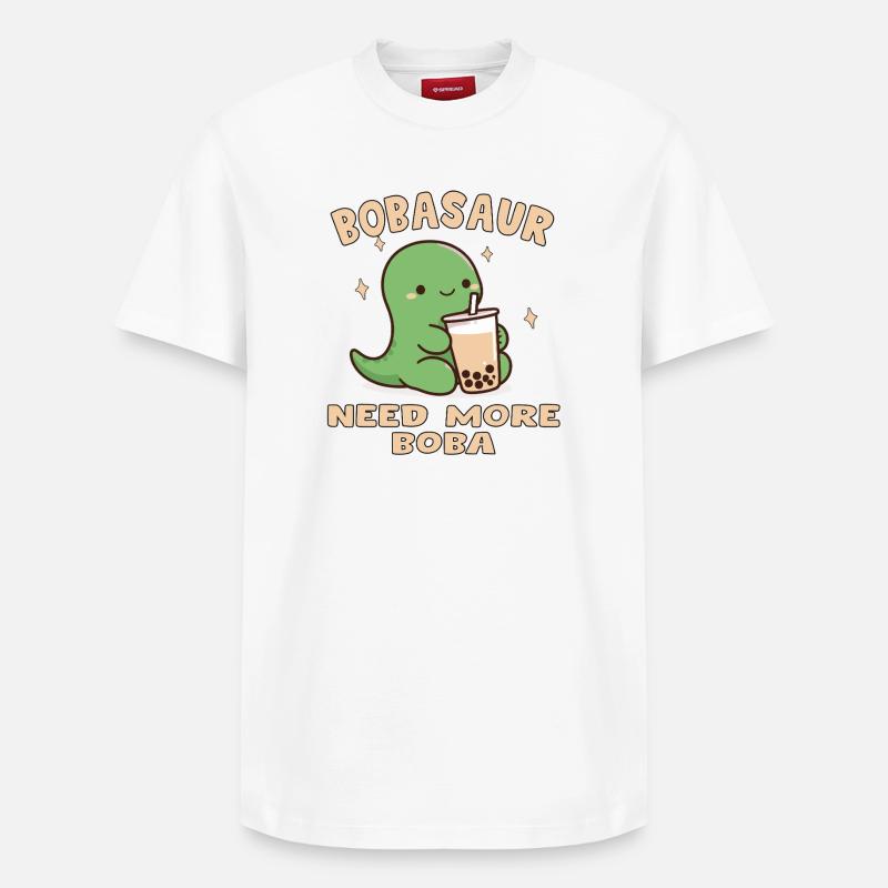 BOBA SAUR Mignon - T-shirt unisexe décontracté en coton Supima – de SPREAD - blanc