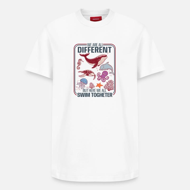 Diversité sous-marine Unity Design - T-shirt unisexe décontracté en coton Supima – de SPREAD - blanc