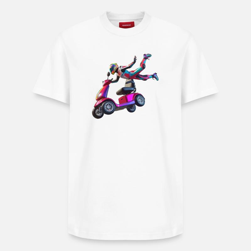 Cascade en scooter de mobilité - T-shirt unisexe décontracté en coton Supima – de SPREAD - blanc