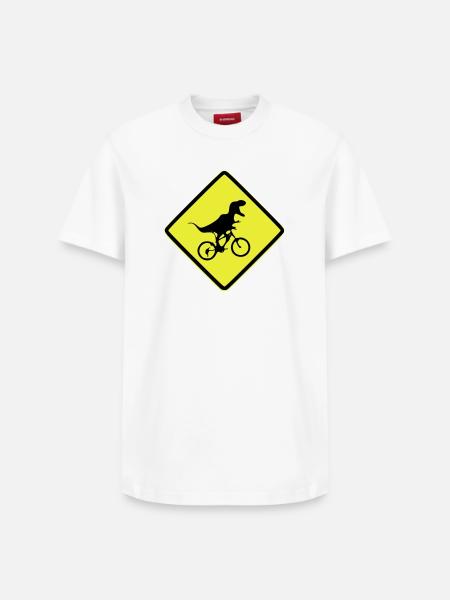 T-Rex Fahrradsignal illustriert - Relaxed Unisex Supima Cotton T-Shirt – von SPREAD - Weiß