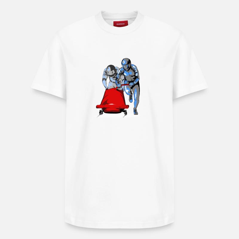 Bobfahrer beim Anschieben am Start - Relaxed Unisex Supima Cotton T-Shirt – von SPREAD - Weiß