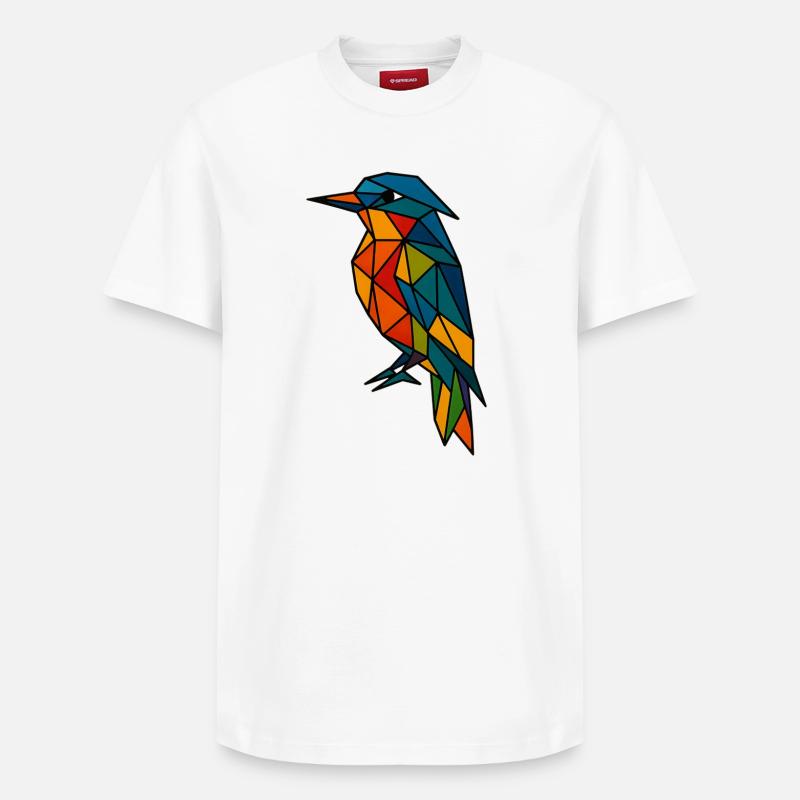 Oiseau géométrique abstrait - T-shirt unisexe décontracté en coton Supima – de SPREAD - blanc