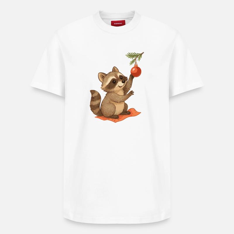 Weihnachts-Waschbär mit Christbaumkugel - Relaxed Unisex Supima Cotton T-Shirt – von SPREAD - Weiß