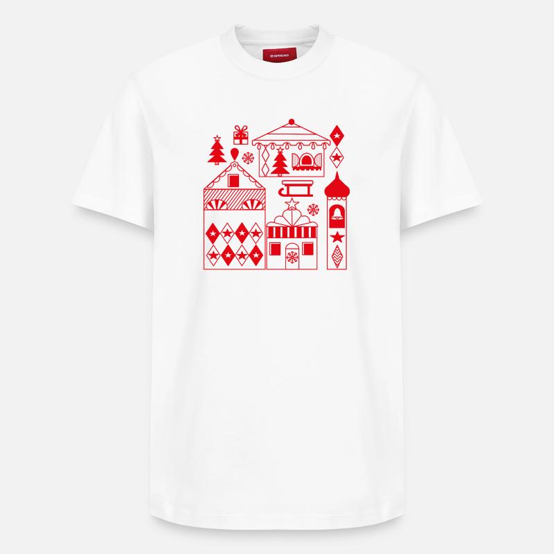 Silhouette du marché de Noël - T-shirt unisexe décontracté en coton Supima – de SPREAD - blanc