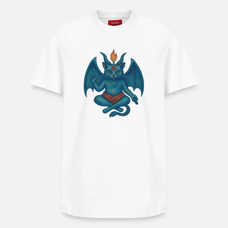 Katze Baphomet - Relaxed Unisex Supima Cotton T-Shirt – von SPREAD - Weiß