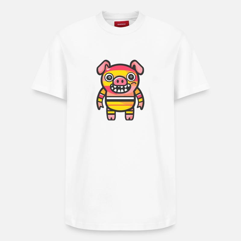 Cochon Halloween Bande dessinée Drôle - T-shirt unisexe décontracté en coton Supima – de SPREAD - blanc