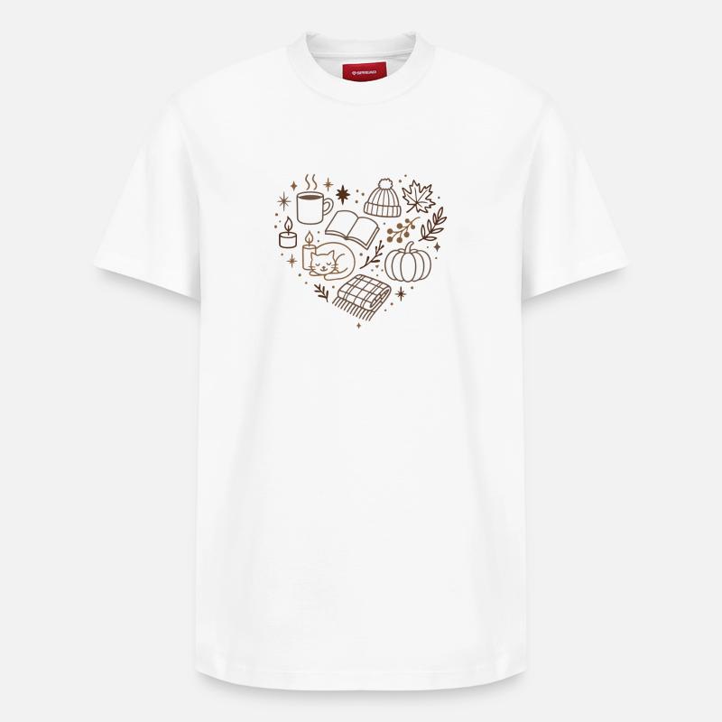 Herbstliche Kuschelabend Muster - Relaxed Unisex Supima Cotton T-Shirt – von SPREAD - Weiß