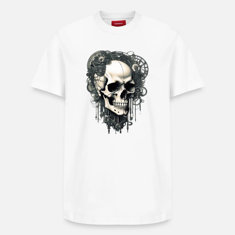 Crâne - T-shirt unisexe décontracté en coton Supima – de SPREAD - blanc