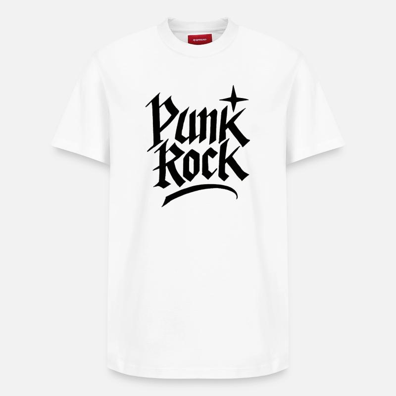 Lettrage gothique punk rock - T-shirt unisexe décontracté en coton Supima – de SPREAD - blanc