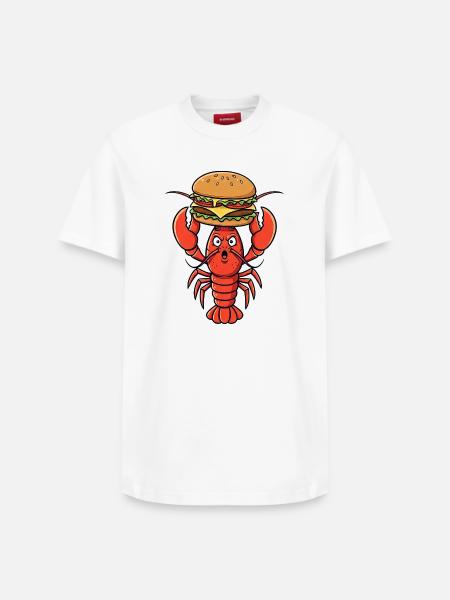 Funny Lobster Crab Fast Food Cheeseburger - Relaxed Unisex Supima Cotton T-Shirt – by SPREAD - white