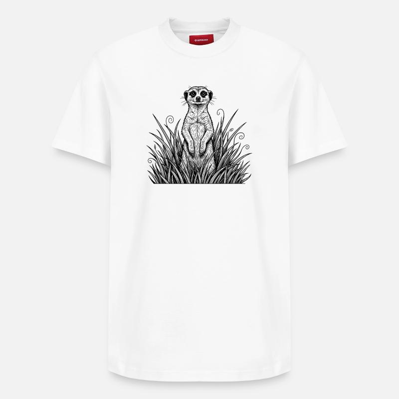 Erdmännchen im Gras - Relaxed Unisex Supima Cotton T-Shirt – von SPREAD - Weiß