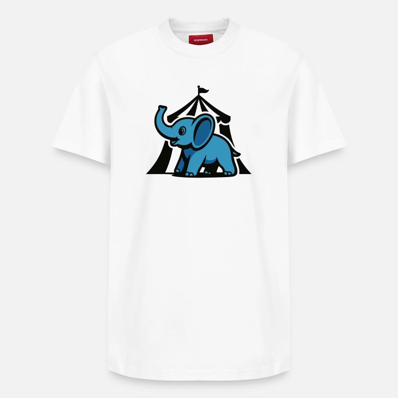Blauer Circuselefant - Relaxed Unisex Supima Cotton T-Shirt – von SPREAD - Weiß