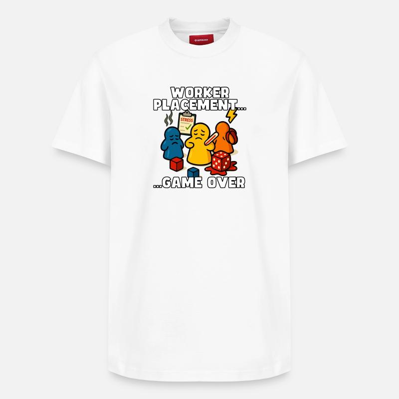 Placement d’ouvriers : Game Over - T-shirt unisexe décontracté en coton Supima – de SPREAD - blanc