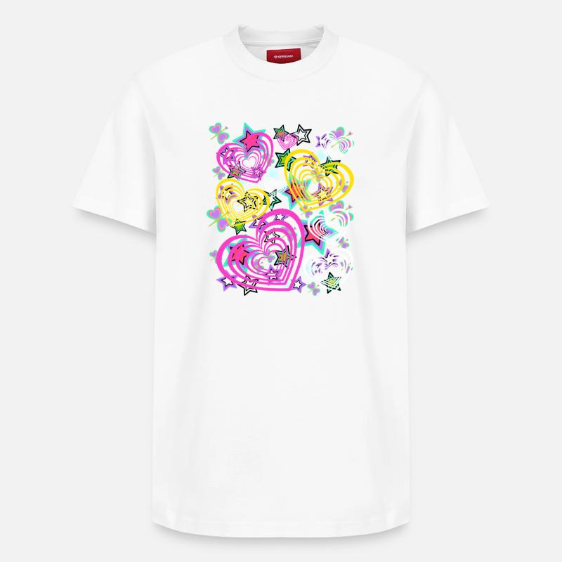 Coeurs Retro Heart - T-shirt unisexe décontracté en coton Supima – de SPREAD - blanc